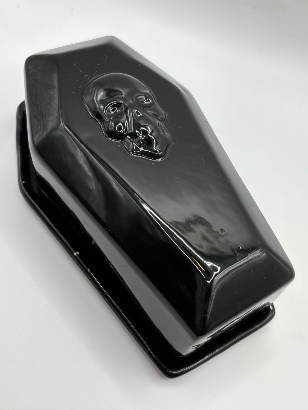 Halloween Butter Dish Coffin Skull Decor Boston Warehouse